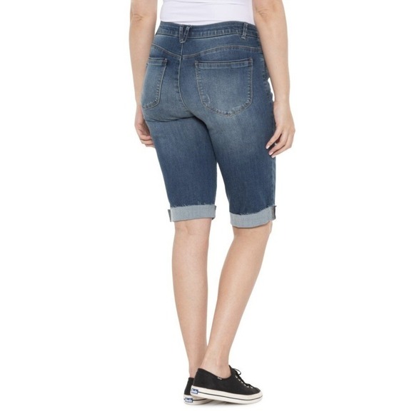 Democracy Womens Ab Solution Mid Blue Vintage High Rise  Bermuda Jean Short SZ 2 - Picture 3 of 16